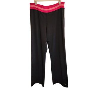 Champion Black with Pink Waistband Wide Leg Track Pants Size LT